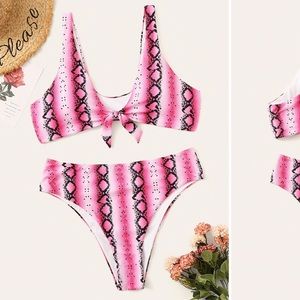 New Plus Snakeskin Knot Bikini Set